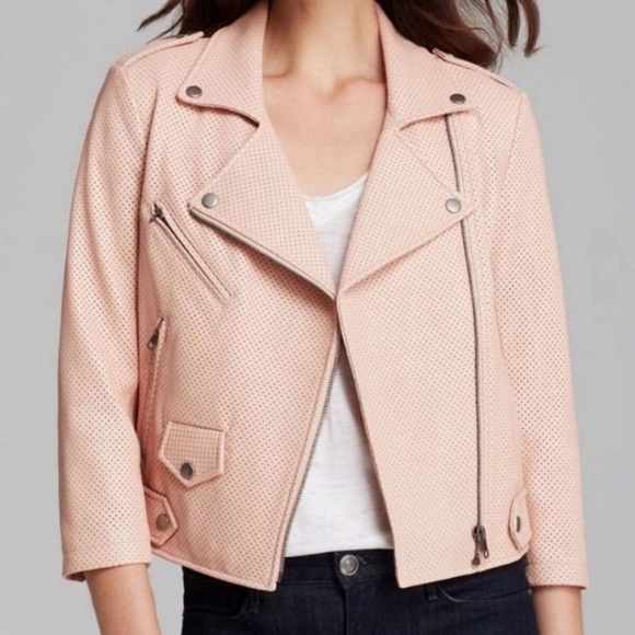 Rebecca Minkoff Cropped Leather Moto Jacket, Size Medium